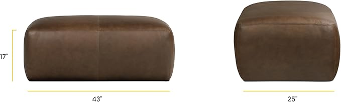 POLY & BARK Denver Leather Ottoman in Cocoa Brown
