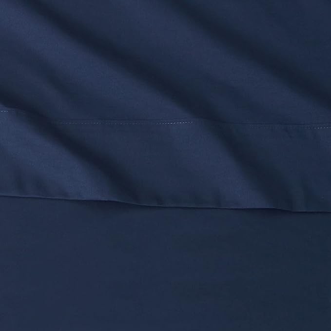 Amazon Basics Lightweight Super Soft Easy Care Wrinkle Free Microfiber 3 Piece Bed Sheet Set with 14-Inch Deep Pockets, Twin, Navy Blue, Solid, Kids, Men & Women Bedding (Pack of 4)