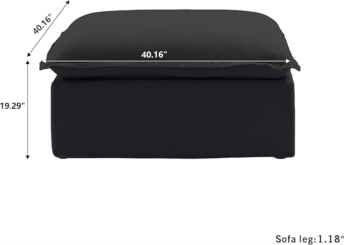 JACH Ottoman Module for Living Room, Storage Ottoman, Cushion Covers Removable, Minimalist Comfy Breathable Footstool Paired with Sofa Couch for Living Room Apartment, Black