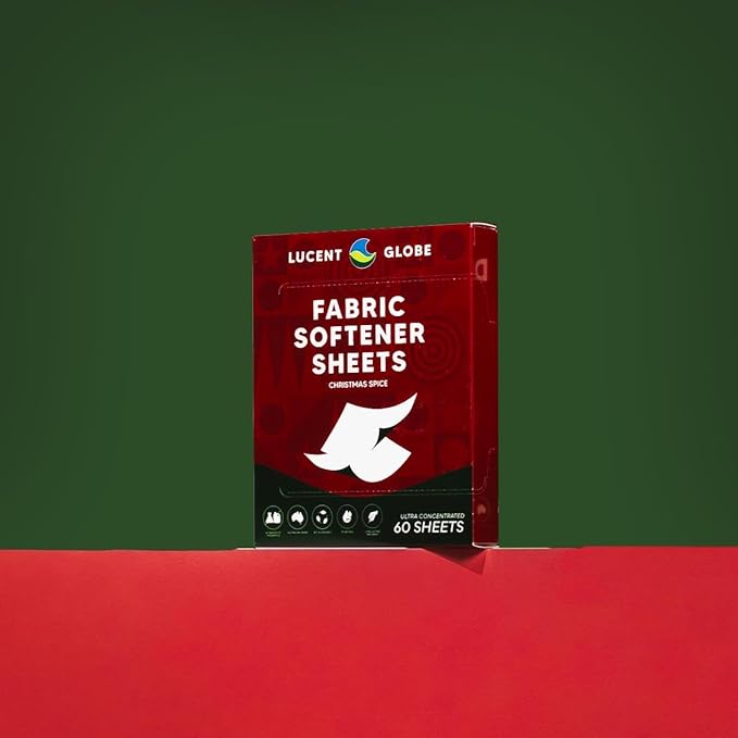 Lucent Globe Laundry Detergent Sheets - Pre-Measured Laundry Sheets - Powerful Stain Removal - Gentle on Skin & Fabrics - Works in All Washers - Convenient. (Christmas Spice Fabric Softener)