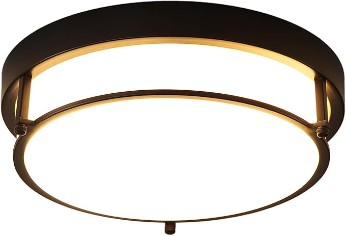 12 inch Black Flush Mount Ceiling Light, 2-Light Hallway Light Fixtures Ceiling, Modern Light Fixtures Ceiling Mount for Kitchen Entryway Bedroom, E26 Socket