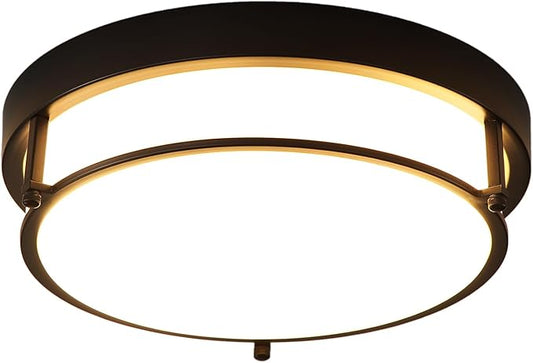 12 inch Black Flush Mount Ceiling Light, 2-Light Hallway Light Fixtures Ceiling, Modern Light Fixtures Ceiling Mount for Kitchen Entryway Bedroom, E26 Socket