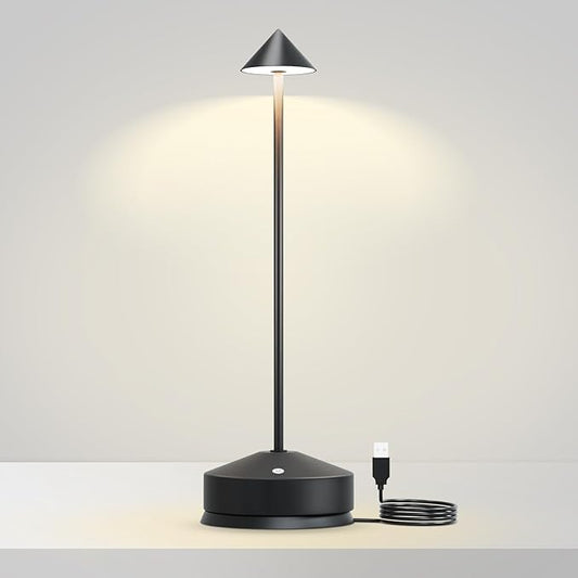 Rechargeable Table Lamp for Bedroom, 3-Level Dimmable Beside Touch Lamps Portable Battery-Operated Desk Light for Nightstand, Living Room, Dining, Office, Outdoor