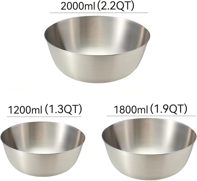 MANHONGYU Stainless Steel Mixing Bowls-3 Packs Thicker Stainless Steel Mixing Bowls Set- Nesting Bowls for Space Saving Storage, Great for Cooking, Baking, Prepping