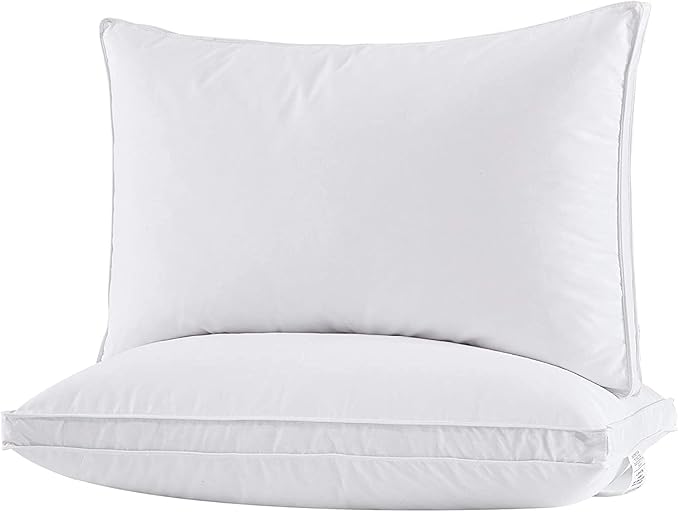 puredown® Goose Feather Down Pillows, Soft Gusseted Bed Pillows for Sleeping with 100% Cotton Shell, Set of 2, King Size