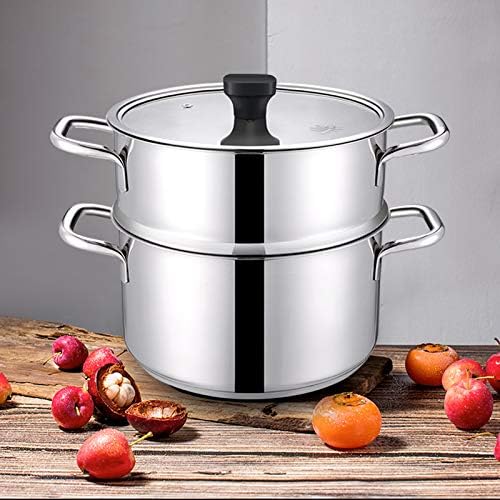 Tri-Ply Stainless Steel Sauce Pan with Steamer Basket & Strainer Glass Lid–Multi-Function Pot 3.5 QT- Modern Sleek Design–Safe,Chemical-Free& Stylish Cookware–Upgrade Your Kitchen with Healthy Cooking