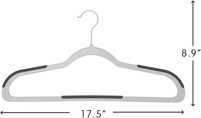 Finnhomy Heavy Duty 50 Pack Plastic Hangers, Clothes Hangers with New Generation Non-Slip Pads,Space Saving Easy Slide Organizer for Bedroom Closet, Great for Shirts, Pants, Gray