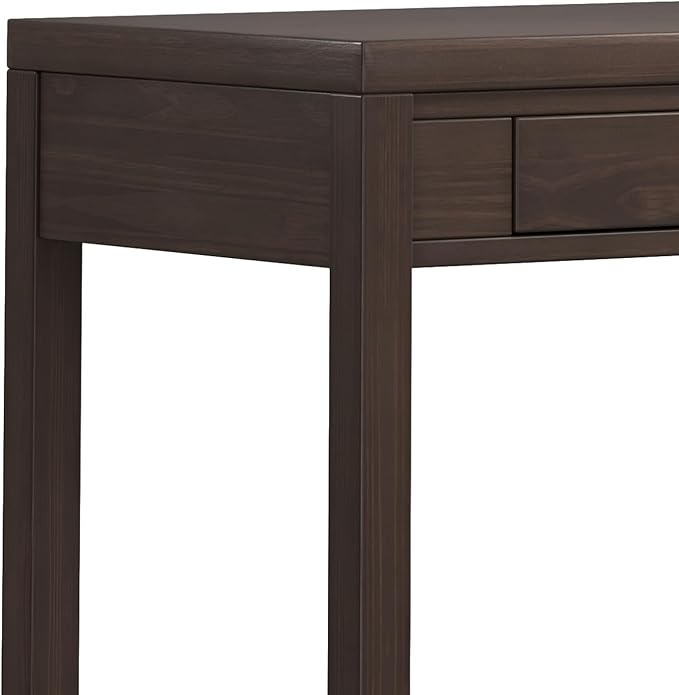 SIMPLIHOME Hollander Small Desk - 38-Inch Wide Solid Wood Writing Desk in Warm Walnut Brown, Contemporary Home Office Computer Table for Study or Compact Space with Flip-Down Keyboard Tray