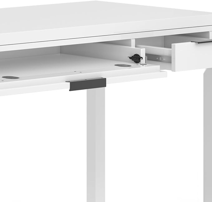 SIMPLIHOME Hollander Desk - 60-Inch Wide Solid Wood Writing Desk in White, Contemporary Home Office Computer Table for Workspace or Study with 2 Drawers and Flip-Down Keyboard Tray