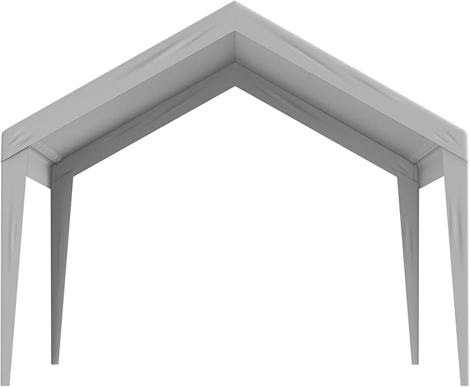 VEVOR Carport Replacement Canopy Cover 12 x 20 ft, Garage Top Tent Shelter Tarp Heavy-Duty Waterproof & UV Protected, Easy Installation with Ball Bungees,Grey (Only Top Cover, Frame Not Include)
