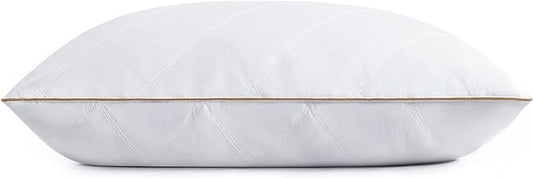 puredown® Goose Feathers and Down Pillow with Diamond Quilting with 100% Cotton Cover, Pack of 1, Queen Size