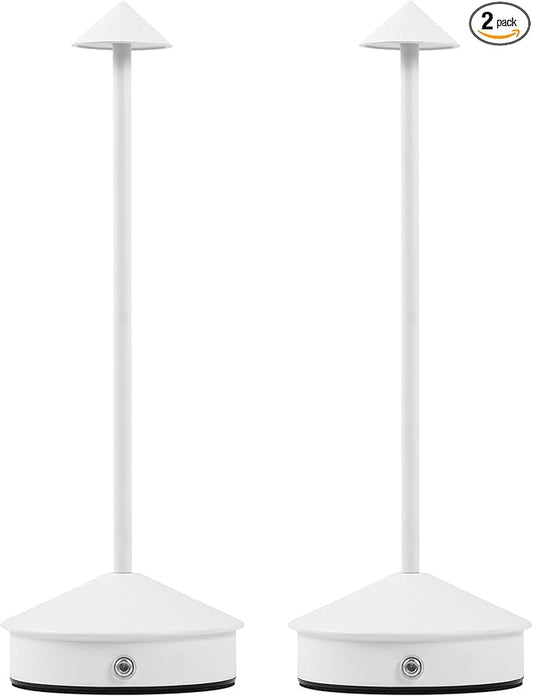Table Lamps,LED Rechargeable Desk Lamp,Portable Modern USB Battery Operated Lights,Outdoor Waterproof Touch Dimmable,for Patio,Restaurant,Bar,Camping,Dining Home Set of 2 White