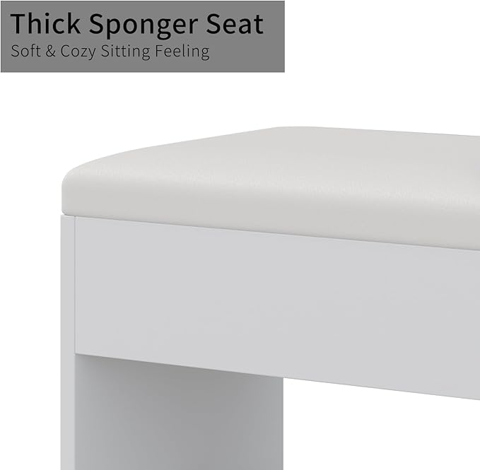 55" W Vanity Desk, Makeup Vanity with Charging Station, 15 Drawers with Lighted Mirror, 3 Lighting Modes, Brightness Adjustable, Glass Top, Vanity Table with Chair for Bedroom, White