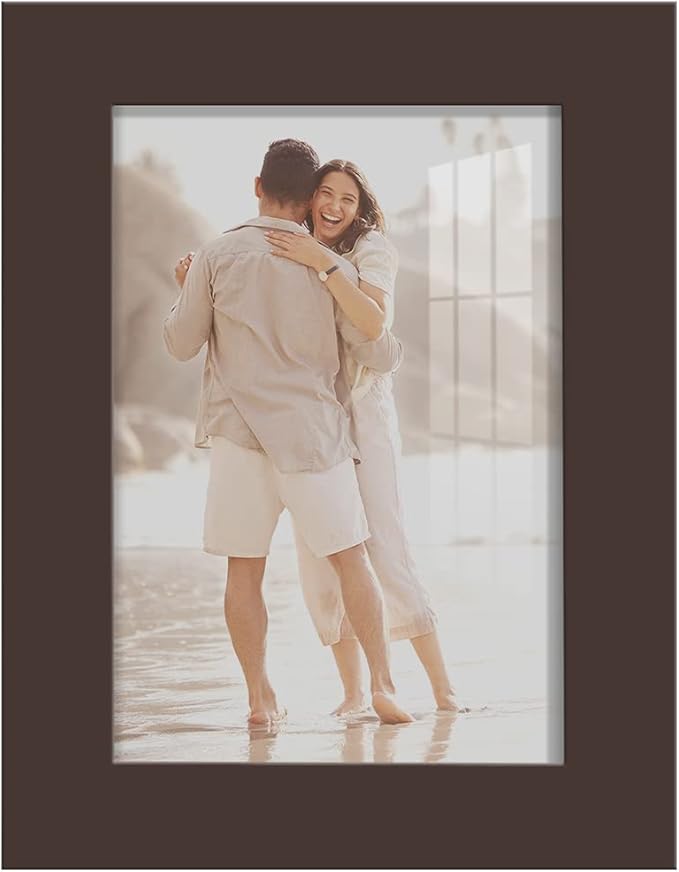 Renditions Gallery 3.5x5 inch Picture Frame High-end Modern Style, Made of Solid Wood and High Definition Glass Ready for Wall and Tabletop Photo Display, Brown Frame