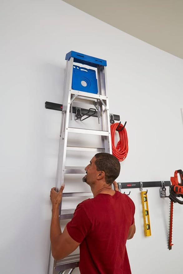 Rubbermaid Fasttrack Garage Storage Utility Hooks 7 Piece Black All in One Rail Hook Kit and Tool Organizer Heavy Duty for Home/Garage/Shed/Garden