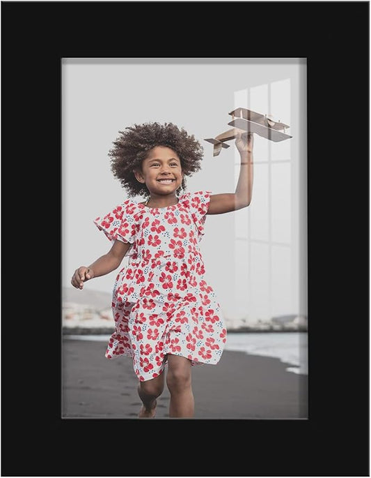 Renditions Gallery 3.5x5 inch Picture Frame High-end Modern Style, Made of Solid Wood and High Definition Glass Ready for Wall and Tabletop Photo Display, Black Frame
