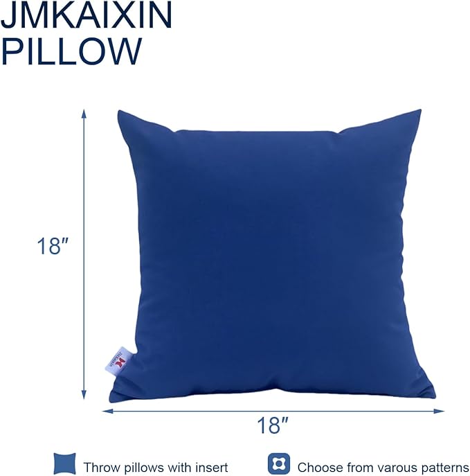 Outdoor/Indoor Throw Pillows, Pack of 2 Waterproof Decorative Throw Pillows with Inserts, 18”x18” Square Pillows for Bed, Couch, Sofa and Patio Furniture