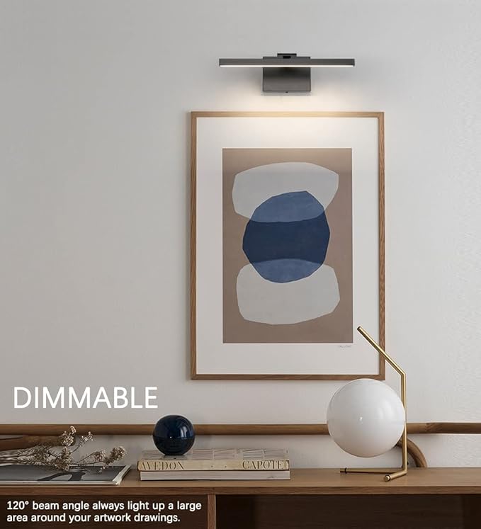 Joosenhouse Led Picture Light Dimmable 15.74" Inches Black Wall Lights Fixture Rotatable Sconce Lamps As Art Lights for Paintings 7W Hardwired Connection 3000k