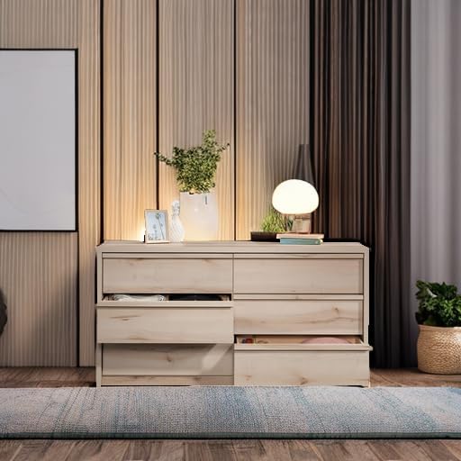 Sauder Harvey Park 6 Drawer Dresser for Bedroom Wooden Dressers & Chest of Drawers, in Pacific Maple