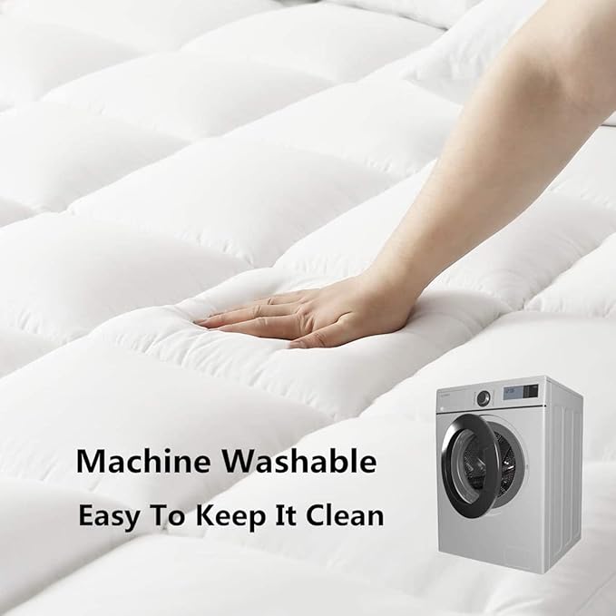 DROVAN Mattress Pad Full Size - Extra Thick Mattress Cover - Pillow Top Deep Pocket with Breathable 7D Spiral Fiber Filling Cooling Mattress Topper