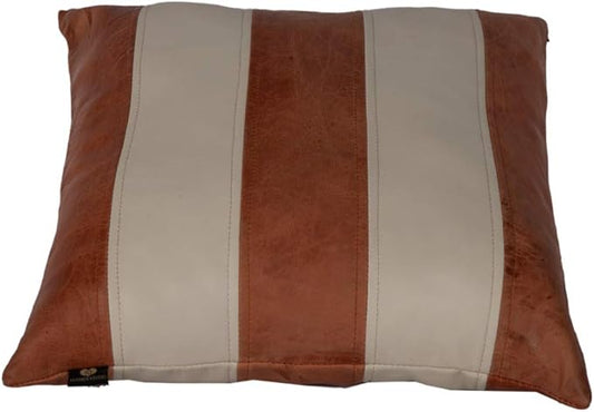 D DOLLY LAMB Lambskin Leather Pillow Cover - Sofa Cushion Case - Decorative Throw Covers for Living Room & Bedroom, 22x22 Inches - Tan and Beige Pack of 1