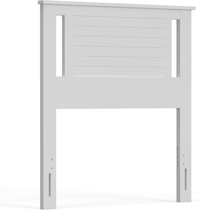 Serene Poplar Wood Twin Headboard, Modern Farmhouse Panel with Horizontal Scoring, Twin Size Headboard in White, Casual Coastal Style, Easy Assembly, Quality Materials