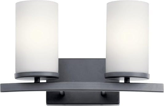 KICHLER 45496BK Crosby Vanity, 2-Light 200 Total Watts, Black