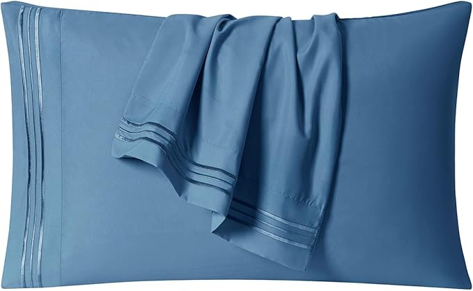 Clara Clark Bed Sheets, Premier 1800 Series 4 Piece Bed Sheet Set, Deep Pocket, Wrinkle, Fade, Stain Resistant, Luxury Soft Bedding Sheets & Pillowcases, Twin, Blue Heaven