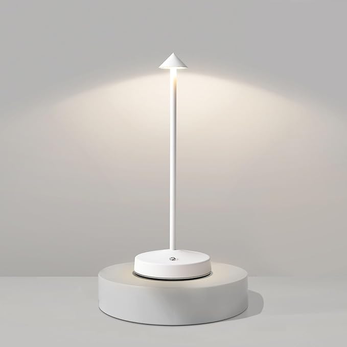 Rechargeable Table Lamp Cordless,3000 Mah Battery Powered Lamp 2 Level Dimmable Table Lamps Mini Table Lamp in Aluminium 3000k Touch Lamp Cordless Table Lamps for Indoor & Outdoor (White)