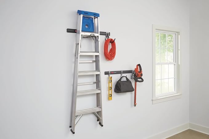 Rubbermaid Fasttrack Garage Storage Utility Hooks 7 Piece Black All in One Rail Hook Kit and Tool Organizer Heavy Duty for Home/Garage/Shed/Garden