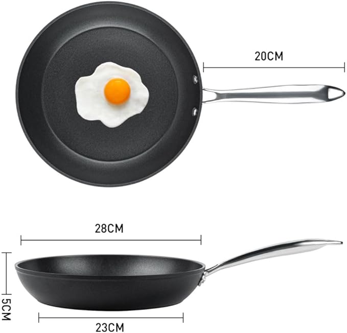 Frying Pan 11 Inch, Nonstick Frying Pan for Induction, 5-Ply Non Toxic Skillet with Stainless Steel Handle, Hard Anodised Aluminum Cookware, Oven Proof, Suitable for All Hobs