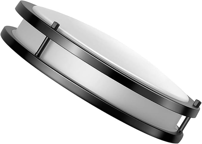 Drosbey 48W LED Flush Mount Ceiling Light Fixture, Ceiling Lights for Kitchen, Bedroom, Bathroom, Garage, Dimmable, Super Bright 5000 Lumens, 3000K/4000K/5000K Adjustable (Black)