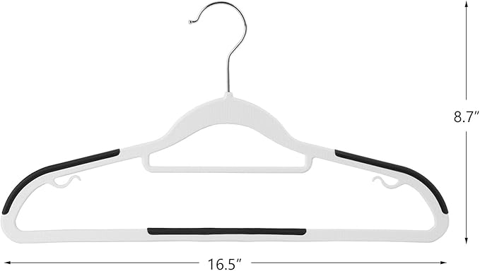 Finnhomy Bar Design Heavy Duty 50 Pack Plastic Hangers, Clothes Hangers with Non-Slip Pads, Great for Shirts, Pants, Scarves, Strong Enough for Coat, White
