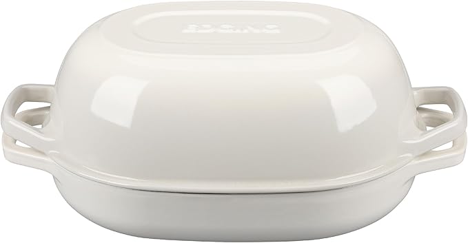 Enameled Cast Iron Dutch Oven Pot with Lid, Oval Dutch Oven for Bread Baking, Bread Oven for Homemade Sourdough Bread Baking, 7qt, White