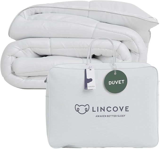 Lincove European Down Comforter Queen Size - Breathable, Ultra-Soft & Fluffy Comforter Filled with 100% Natural White Down, Luxury Hotel Collection All Season Duvet Insert with Corner Tabs