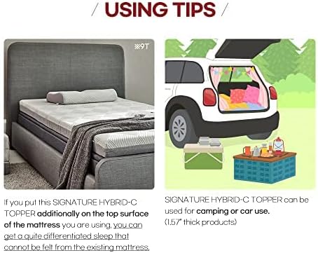 EVEZARY(KOR) Top Notch Memory Foam Mattress Topper–Relieve Back Pain,ergonomic,breathable,odor-free foam.Non-slip,rollable,washable cover. Compr test. CertiPUR-US certified for quality and durability.