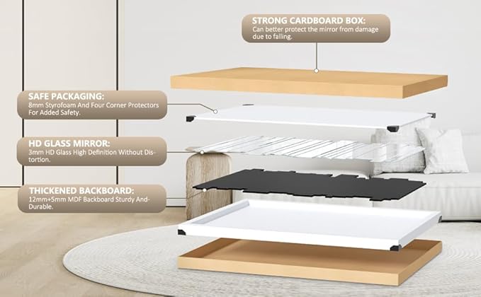 Mirrors for Wall Rectangle Accent Mirrors for Wall Large Mirror for Decor Living Room 24×47 inch