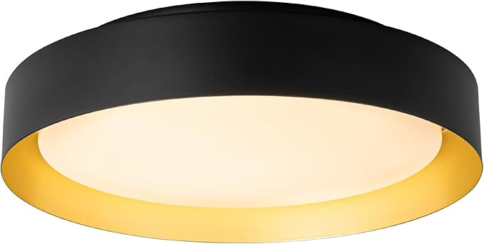 12 Inch LED Flush Mount Ceiling Light, 18W Flush Mount Light Fixture in Balck and Gold Finish, Dimmable Ceiling Light for Bedroom, Hallway, Entryway, Bathroom, Kitchen 3000K Warm White