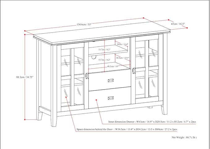 SIMPLIHOME Artisan SOLID WOOD 53 inch Wide Transitional TV Media Stand in Farmhouse Grey For TVs up to 60 inches for the Living Room and Entertainment Center