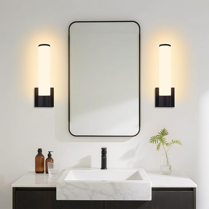 Kalium 14in LED Modern Wall Sconces, Dimmable Bathroom Vanity Lights, 3000K Warm White, Indoor Sconces, Bathroom, Stairs, Living Room, Bedroom. Hardwired.