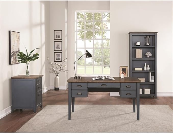 BOWERY HILL Open Wood Bookcase Bookcase in Blue