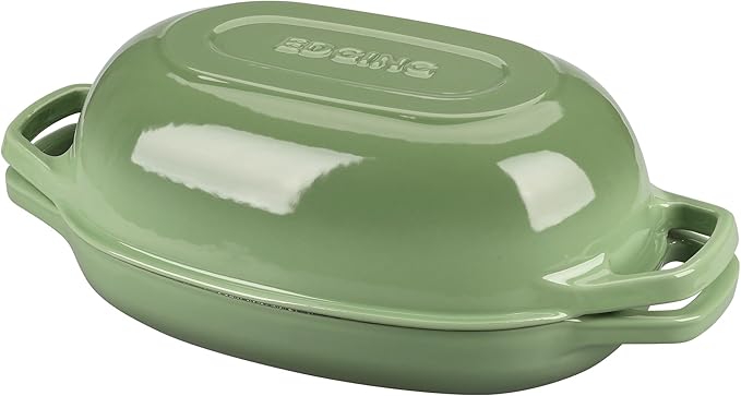 Enameled Cast Iron Dutch Oven Pot with Lid, Oval Dutch Oven for Bread Baking, Bread Oven for Homemade Sourdough Bread Baking, 5qt, Pistachio Green