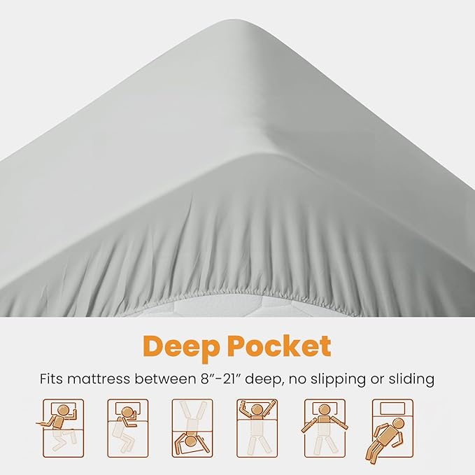 MATBEBY Queen Size Mattress Pad - Cooling Breathable Mattress Topper, Quilted Fitted Mattress Protector, Pillow Top Mattress Cover with 8-21" Deep Pocket, Machine Washable, Light Grey, 60x80 Inches