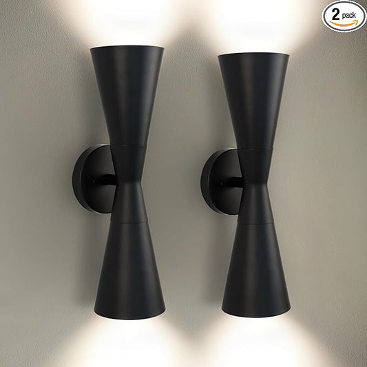 Wall Sconces Set of Two, Bathroom Sconces Wall Lighting 13 inch Black Modern Sconces Wall Decor Set of 2 Indoor Wall Light Fixtures for Living Room Hallway Staircase Bedroom Hardwired