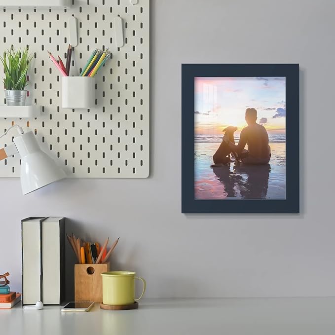 Renditions Gallery 6x8 inch Picture Frame High-end Modern Style, Made of Solid Wood and High Definition Glass Ready for Wall and Tabletop Photo Display, Navy Frame