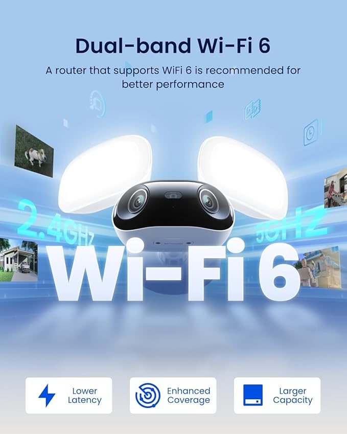 REOLINK Elite Floodlight WiFi, 4K 8MP 180° Panoramic Wired Floodlight Camera, Adjustable 3000 Lumens, Local AI Video Search, Dual-Band Wi-Fi 6, 24/7 Recording, No Monthly Fees, 100~200V AC Hardwired