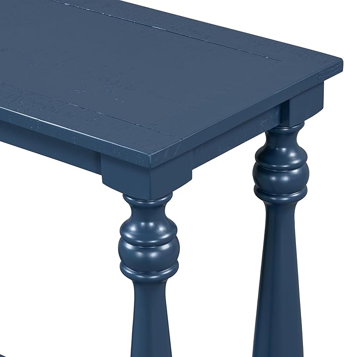 63 Inch Console Table with 4 Vase-Leg, Vintage Wood Grain Sofa Table Behind Couch, Narrow Entryway Accent Table for Living Room, Entrance, Hallway, Foyer, Bedroom, Apartments, Blue
