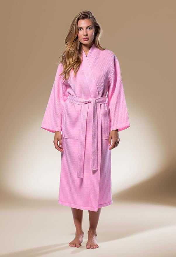 Turquaz Lightweight Full-Length Robes For Women Waffle Kimono Bathrobe - Soft, Fast-Drying, Long-Lasting Cotton Blend Unisex