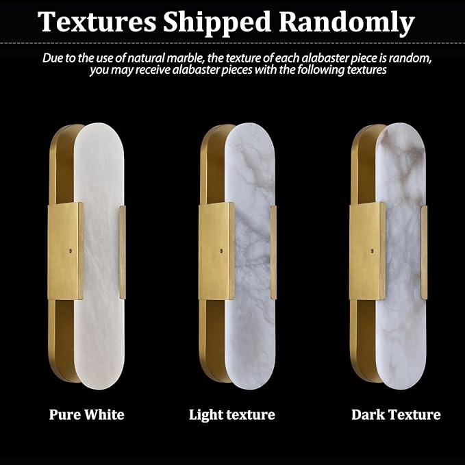 19.7 in Brass Alabaster Wall Sconces, Natural Marble Wall Sconces Indoor Alabaster Sconces for Living Room Modern Alabaster Sconces Wall Lighting for Dining Room Stairs Bedroom