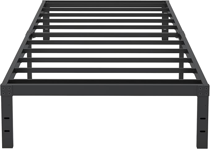 10 Inch Twin Bed Frames, Platform Metal Bed Frame Twin Size Heavy Duty Steel Slat Mattress Foundation, No Box Spring Needed, Easy Assembly, Noise-Free, Black